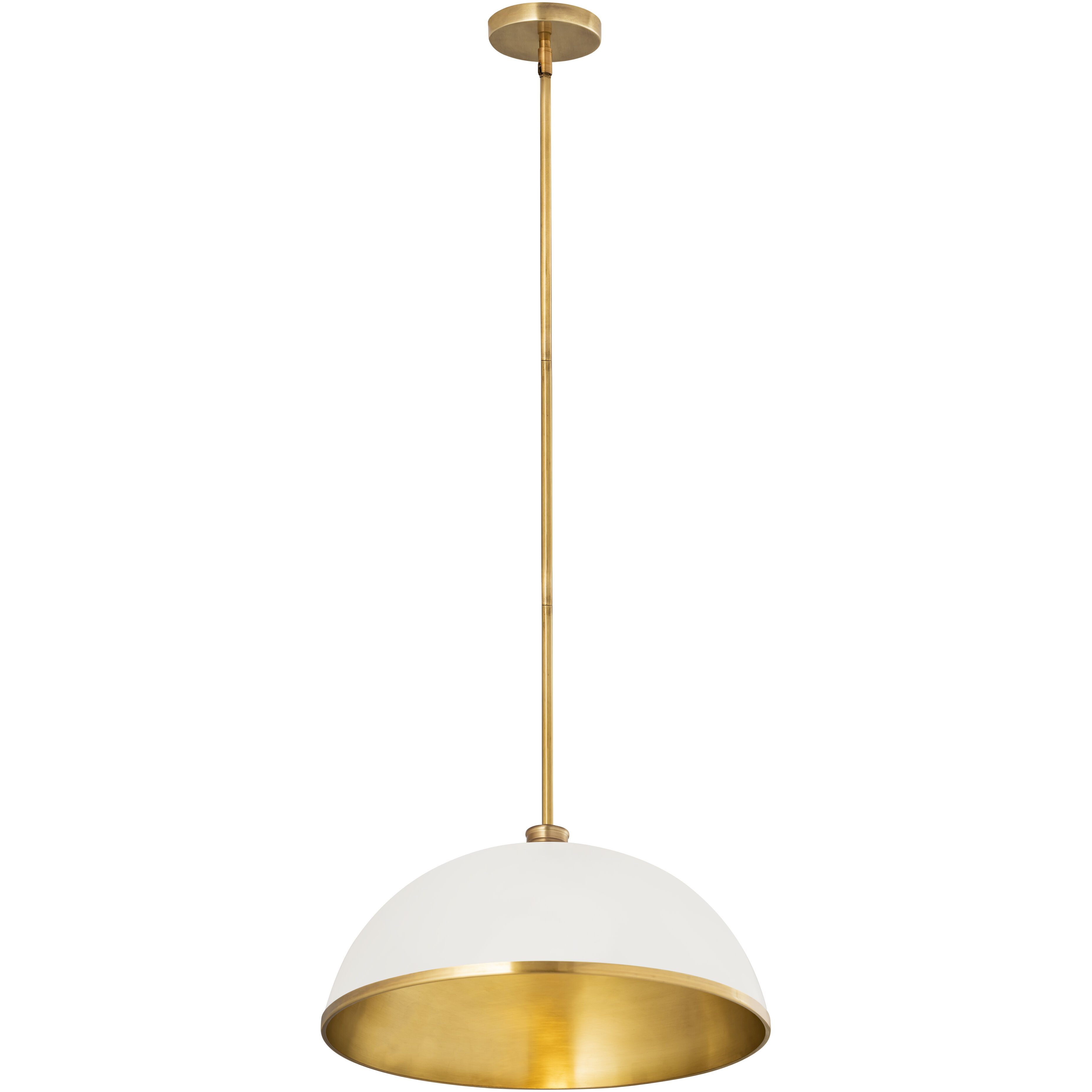Landry 1 Light 20 inch Matte White and Rubbed Brass Pendant Ceiling Light