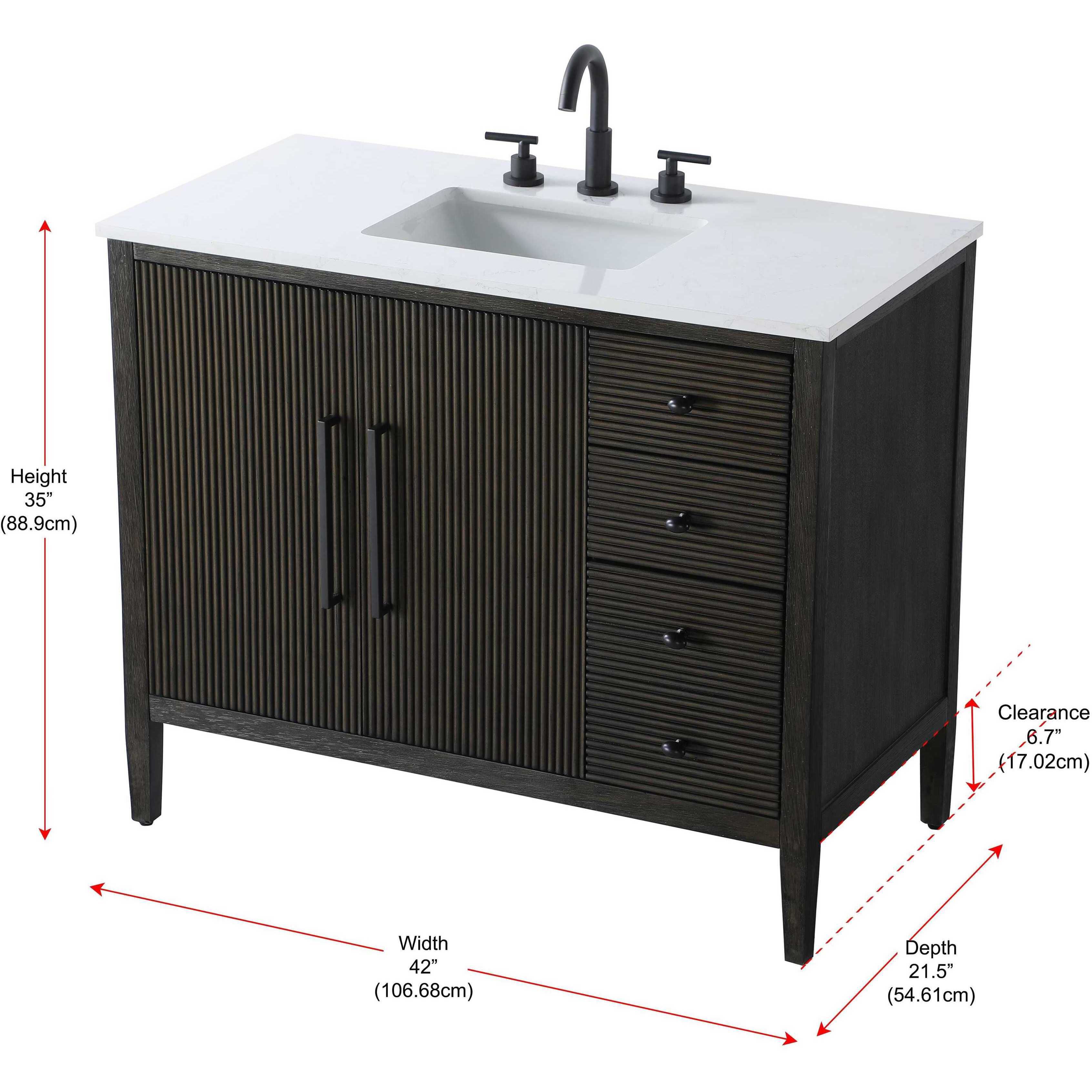 Blakely 42 X 34 inch Chocolate Oak Bathroom Vanity Cabinet