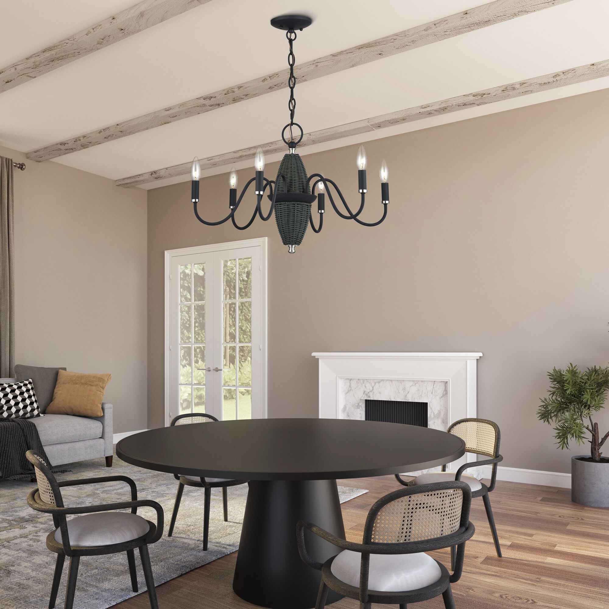 Laurelin 6 Light 24 inch Black with Brushed Nickel Accents Chandelier Ceiling Light