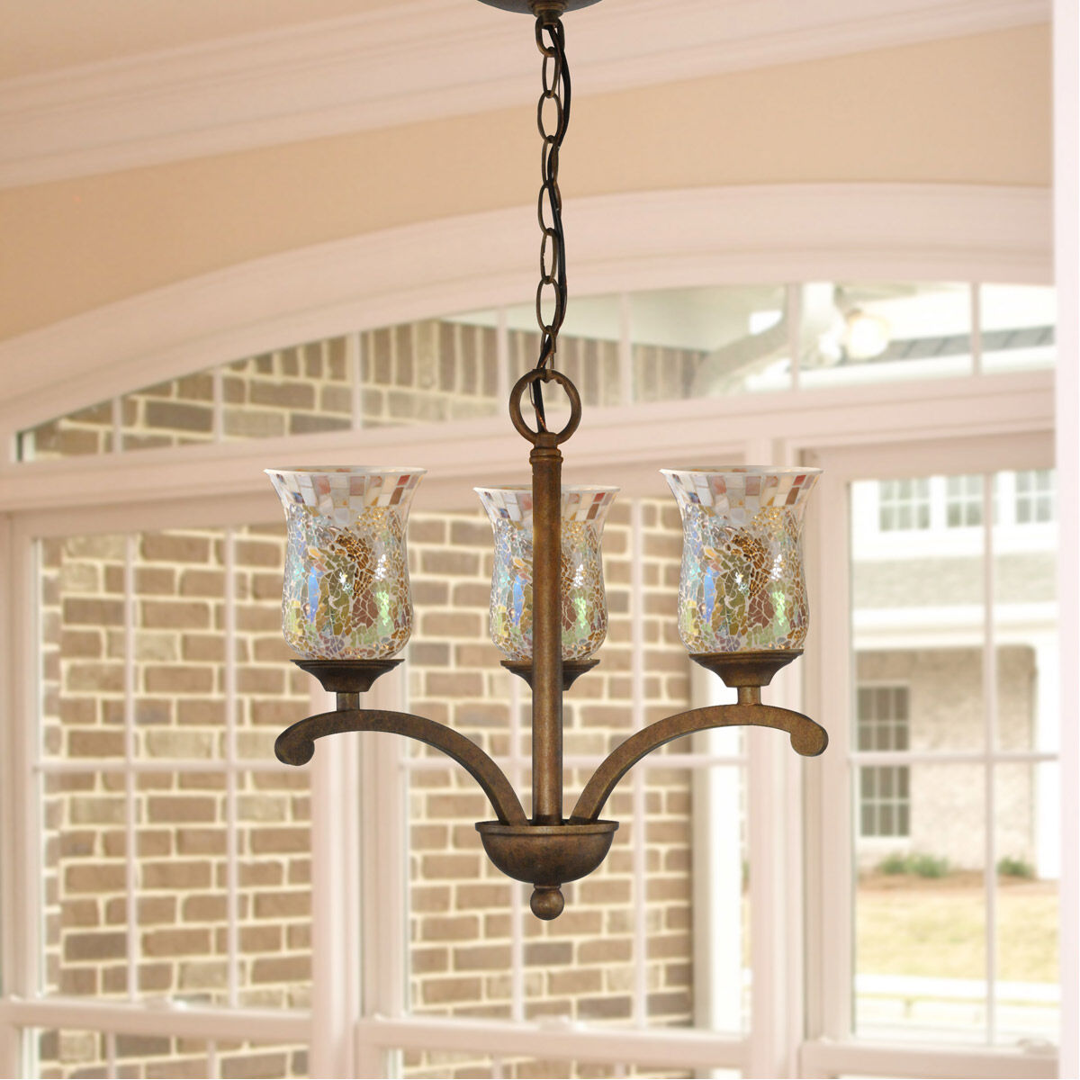 Springdale 3 Light 15 inch Antique Golden Bronze Pendant Ceiling Light