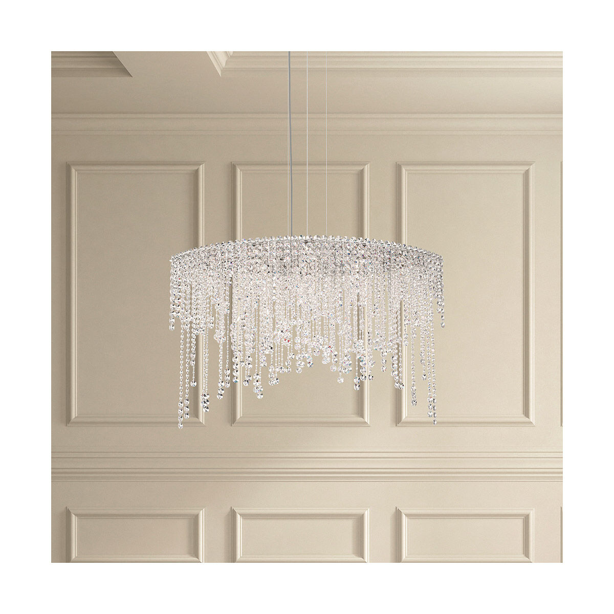 Chantant 8 Light 43 inch Polished Stainless Steel Linear Pendant Ceiling Light in Optic, Strand