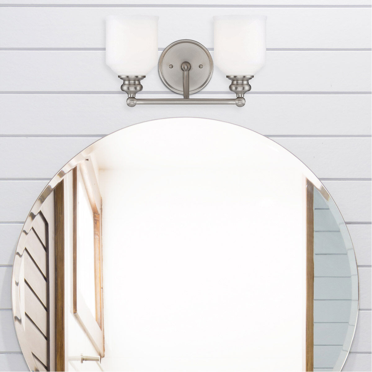 Melrose 2 Light 14 inch Satin Nickel Bathroom Vanity Light Wall Light, Essentials