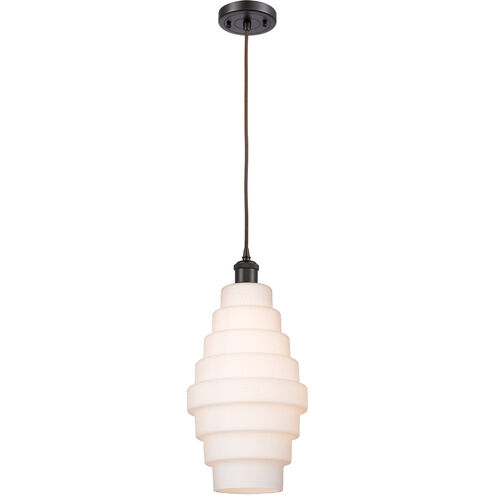 Ballston Cascade LED 8.25 inch Oil Rubbed Bronze Mini Pendant Ceiling Light in White