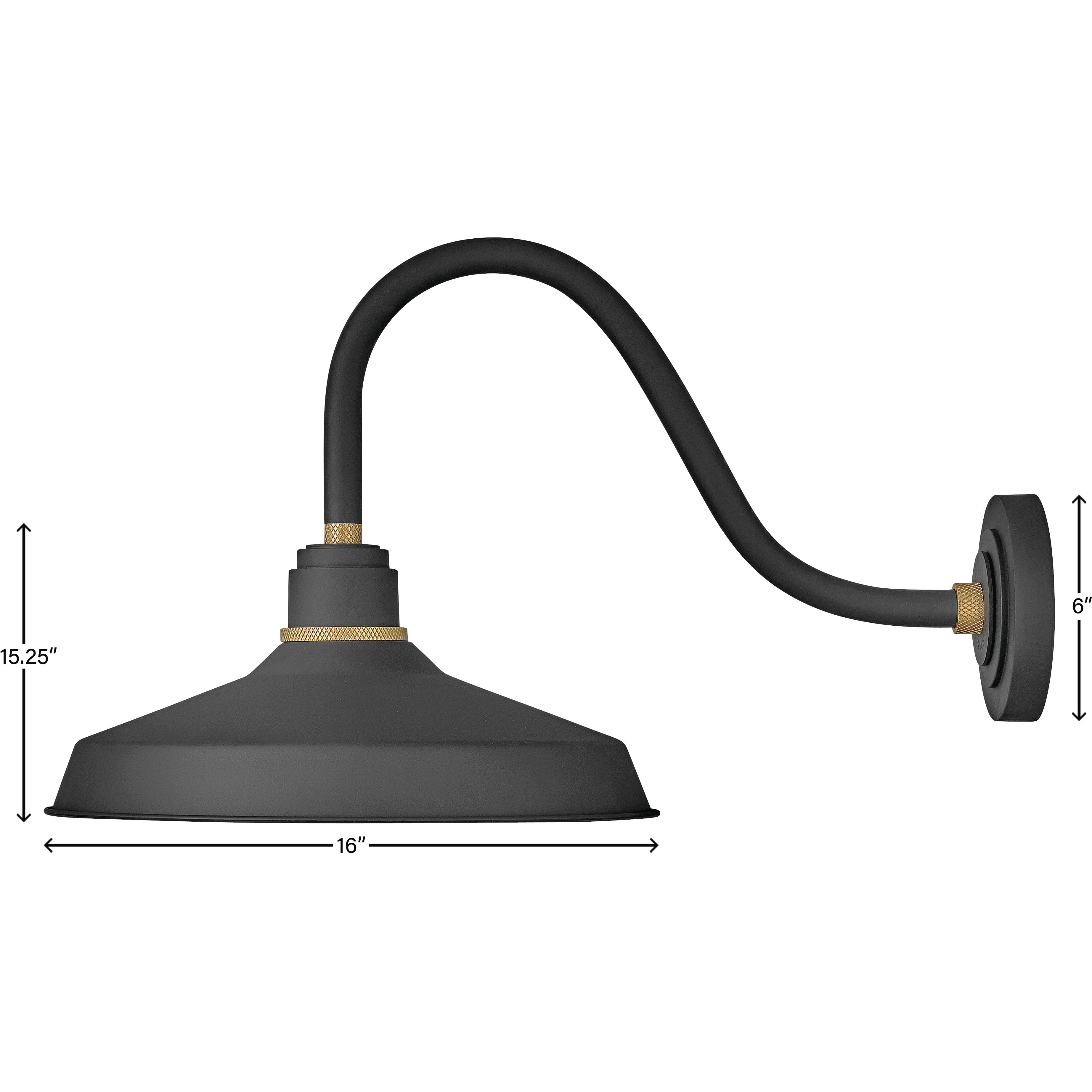 Foundry Classic Outdoor Barn Light in Textured Black, Gooseneck
