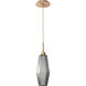 Aalto LED 4.3 inch Novel Brass Pendant Ceiling Light in Optic Rib Smoke, 2700K LED