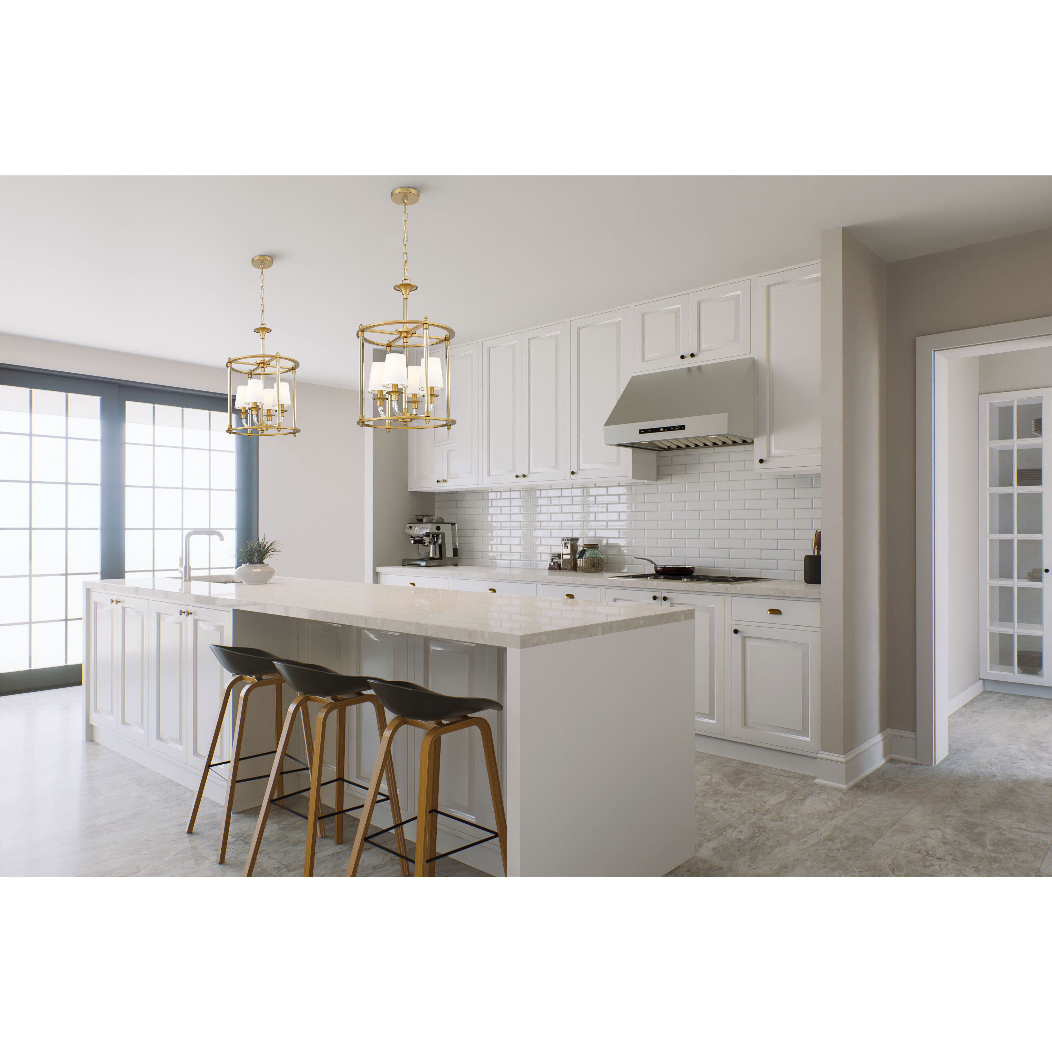 Katerina 4 Light 16 inch Rubbed Brass Chandelier Ceiling Light