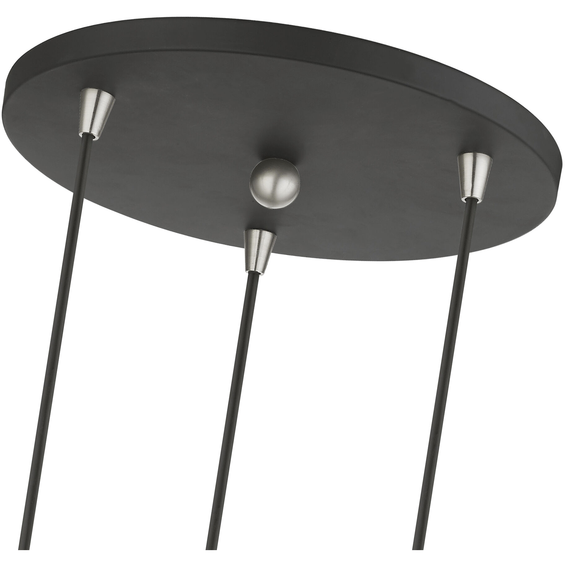 Downtown 3 Light 16 inch Black with Brushed Nickel Accents Multi Pendant Ceiling Light, Sphere