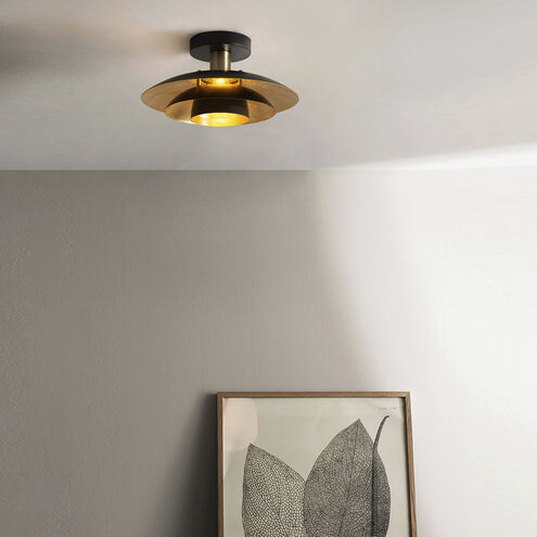 Rancho Mirage LED 12 inch Matte Black and Weathered Brass Flush Mount Ceiling Light
