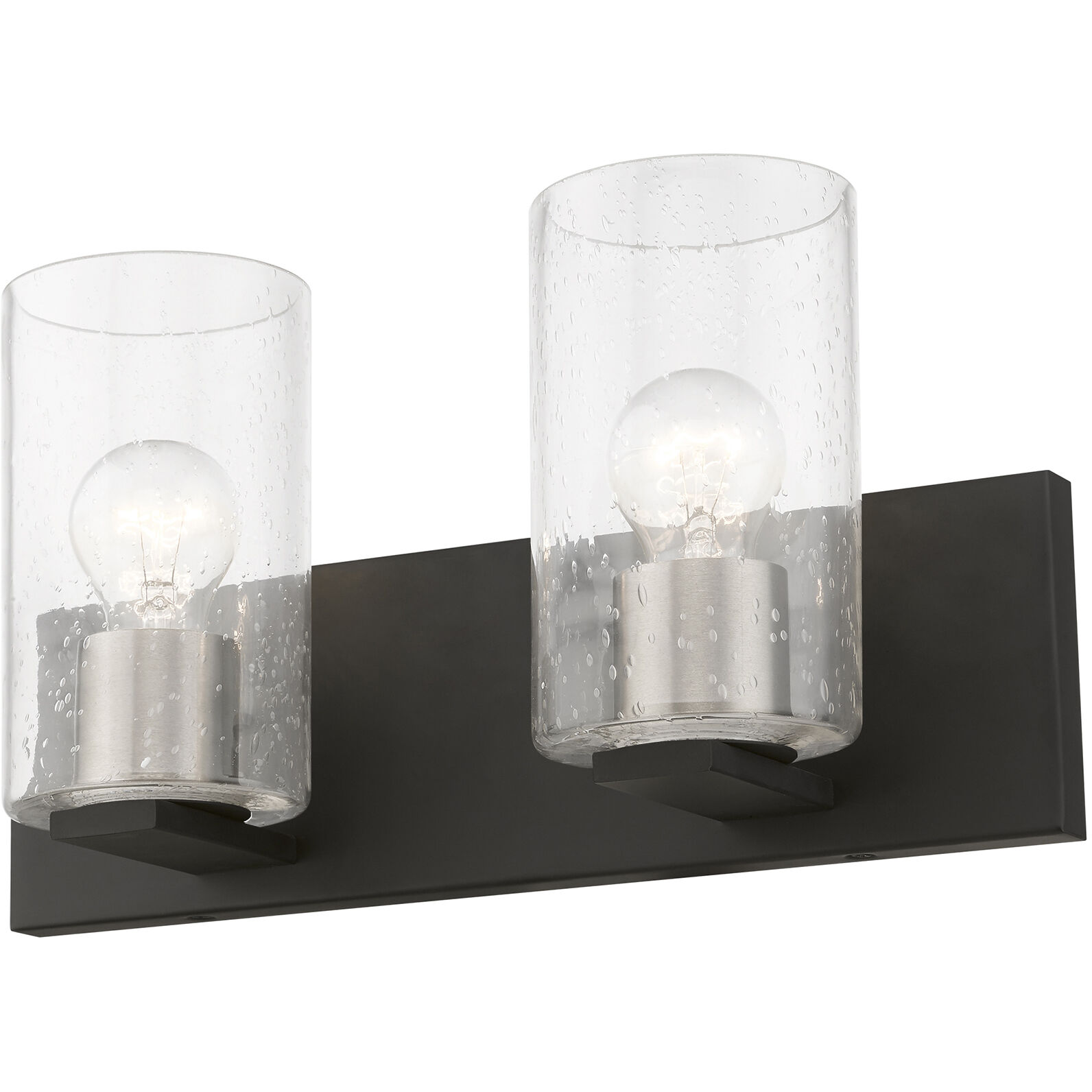 Zurich 2 Light 15 inch Black with Brushed Nickel Accents Vanity Sconce Wall Light