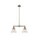 Franklin Restoration Large Cone LED 21 inch Brushed Brass Chandelier Ceiling Light in Seedy Glass, Franklin Restoration