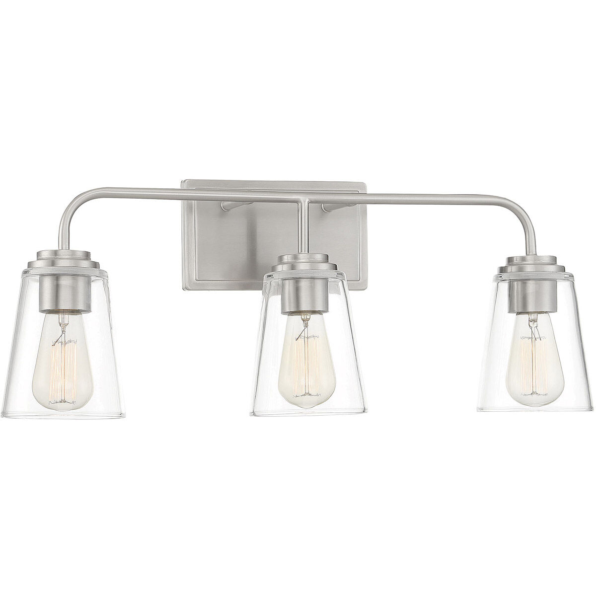 Transitional 3 Light 24 inch Brushed Nickel Bathroom Vanity Light Wall Light