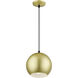 Kuppola 9.25 inch Soft Gold with Black Accents Pendant Ceiling Light, Globe