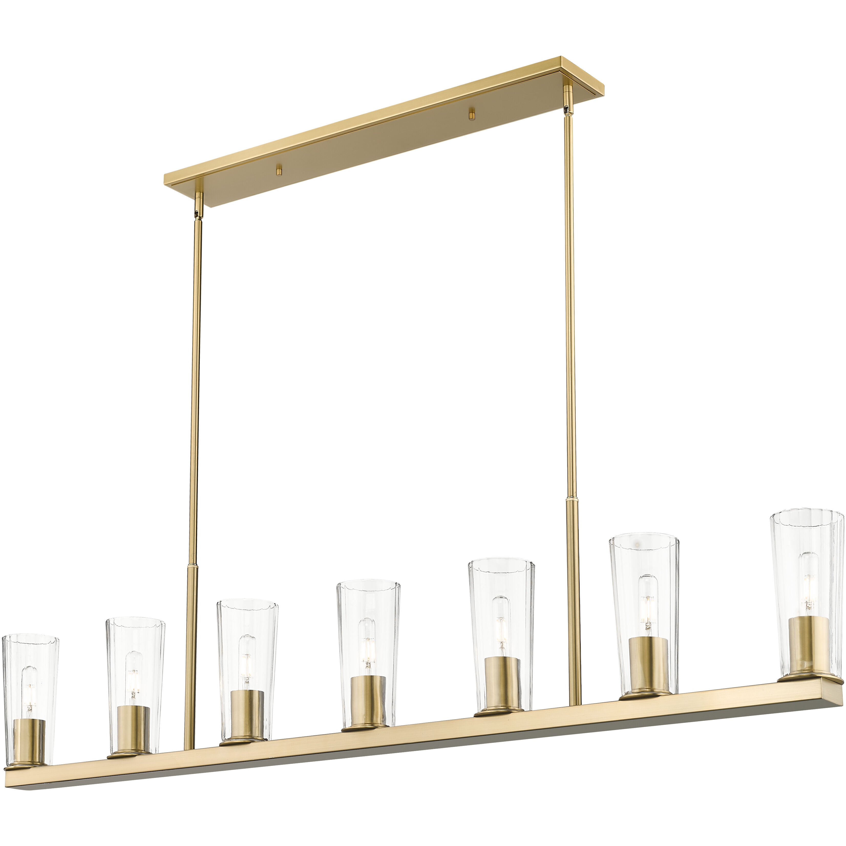 Titus 7 Light 63.5 inch Modern Gold Linear Chandelier Ceiling Light