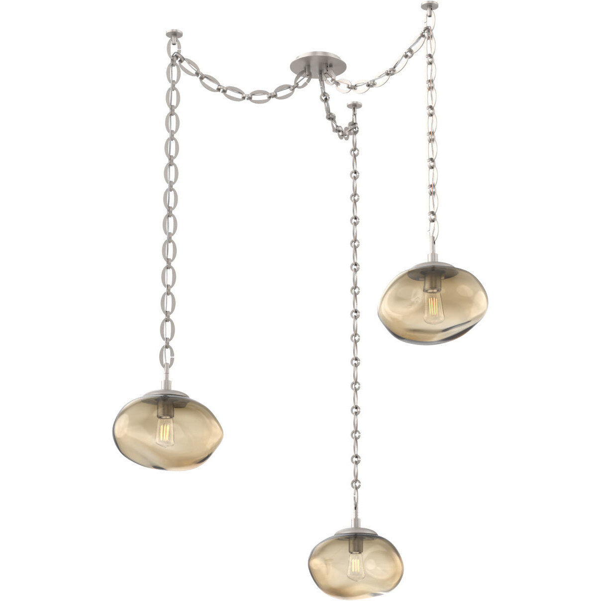 Nova 3 Light 19 inch Beige Silver Swag Multi-Pendant Ceiling Light in Bronze, Oval Chain
