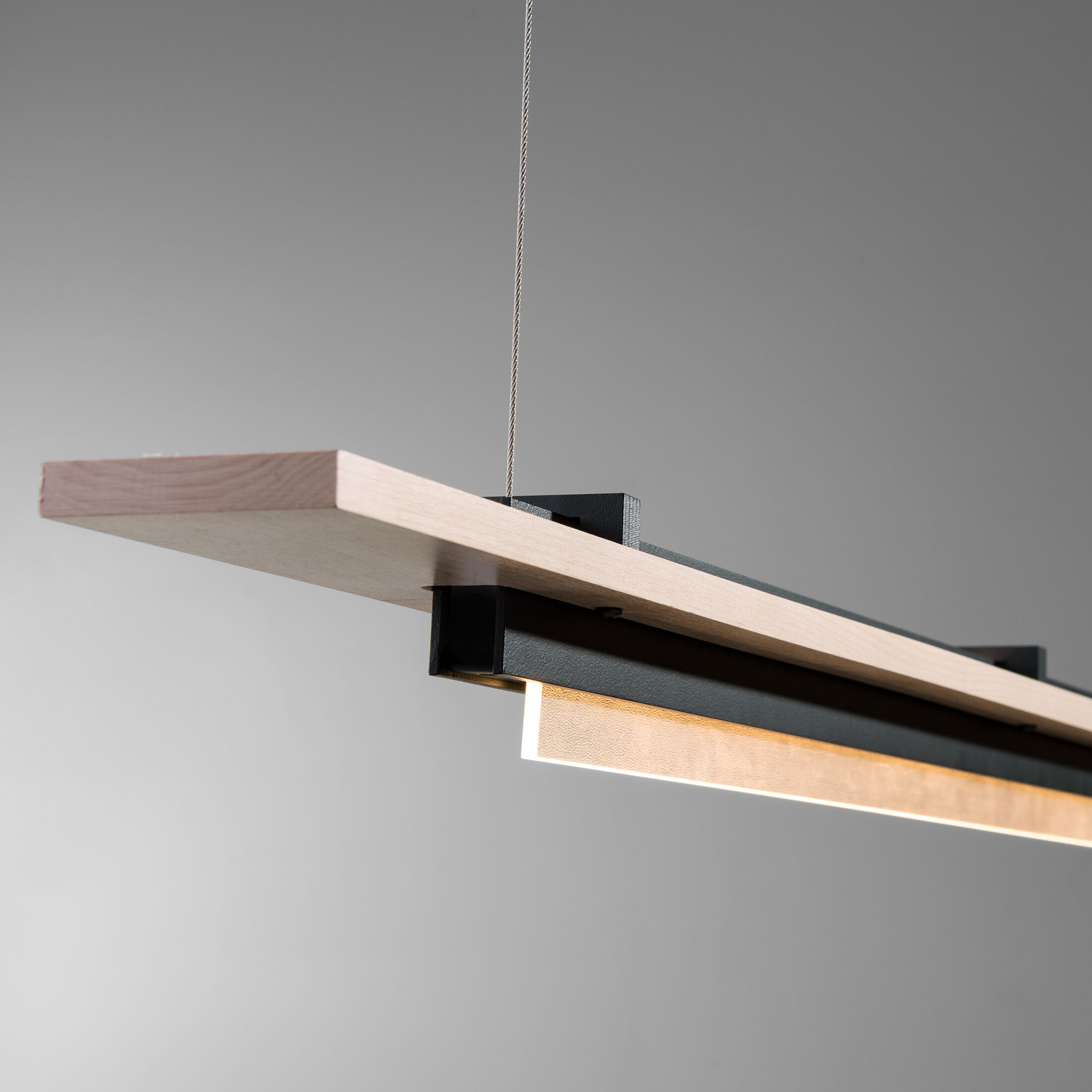 Plank LED 48 inch Black and Maple Wood Accent Pendant Ceiling Light in Black/Maple Wood