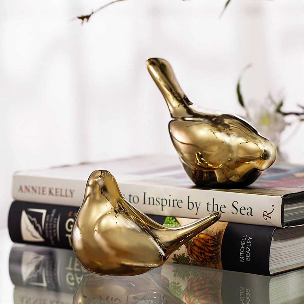 Chirp Bird Gold Table Decor, Set of 2