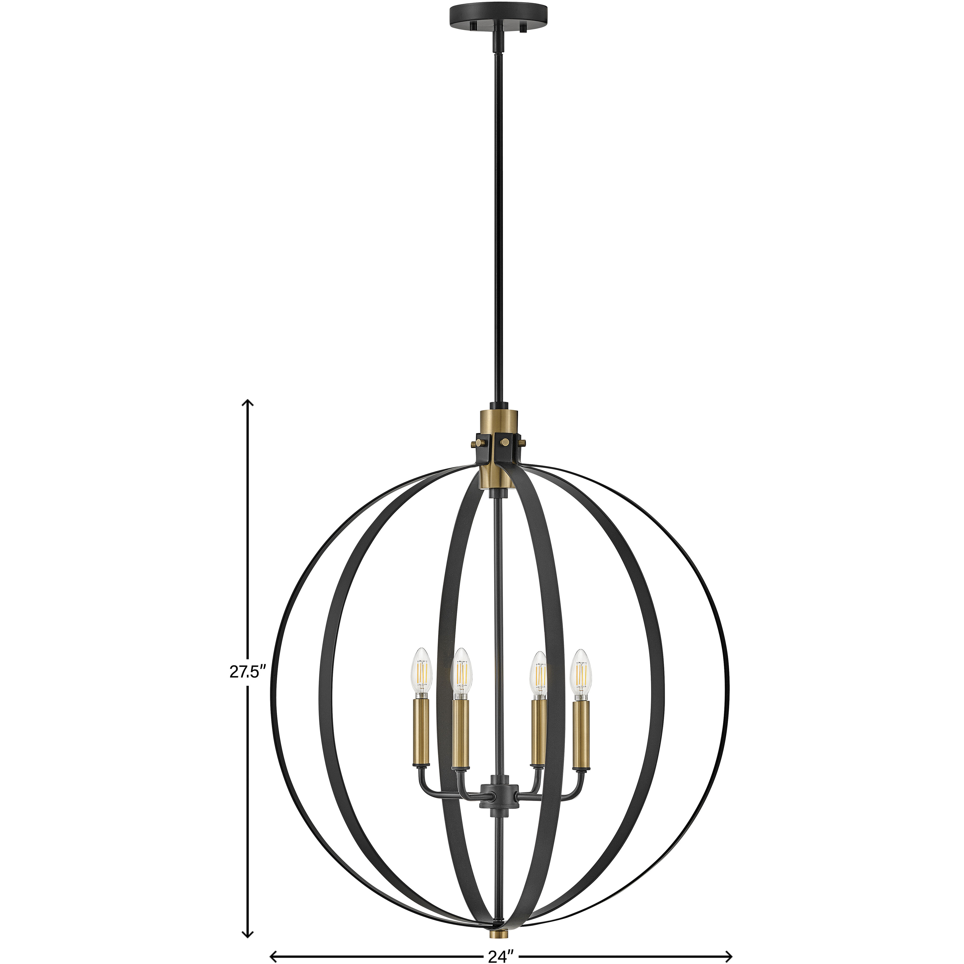 Cirque LED 24 inch Black Chandelier Ceiling Light, Orb