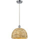 Woven Rattan 1 Light 12 inch Polished Chrome and Natural Pendant Ceiling Light