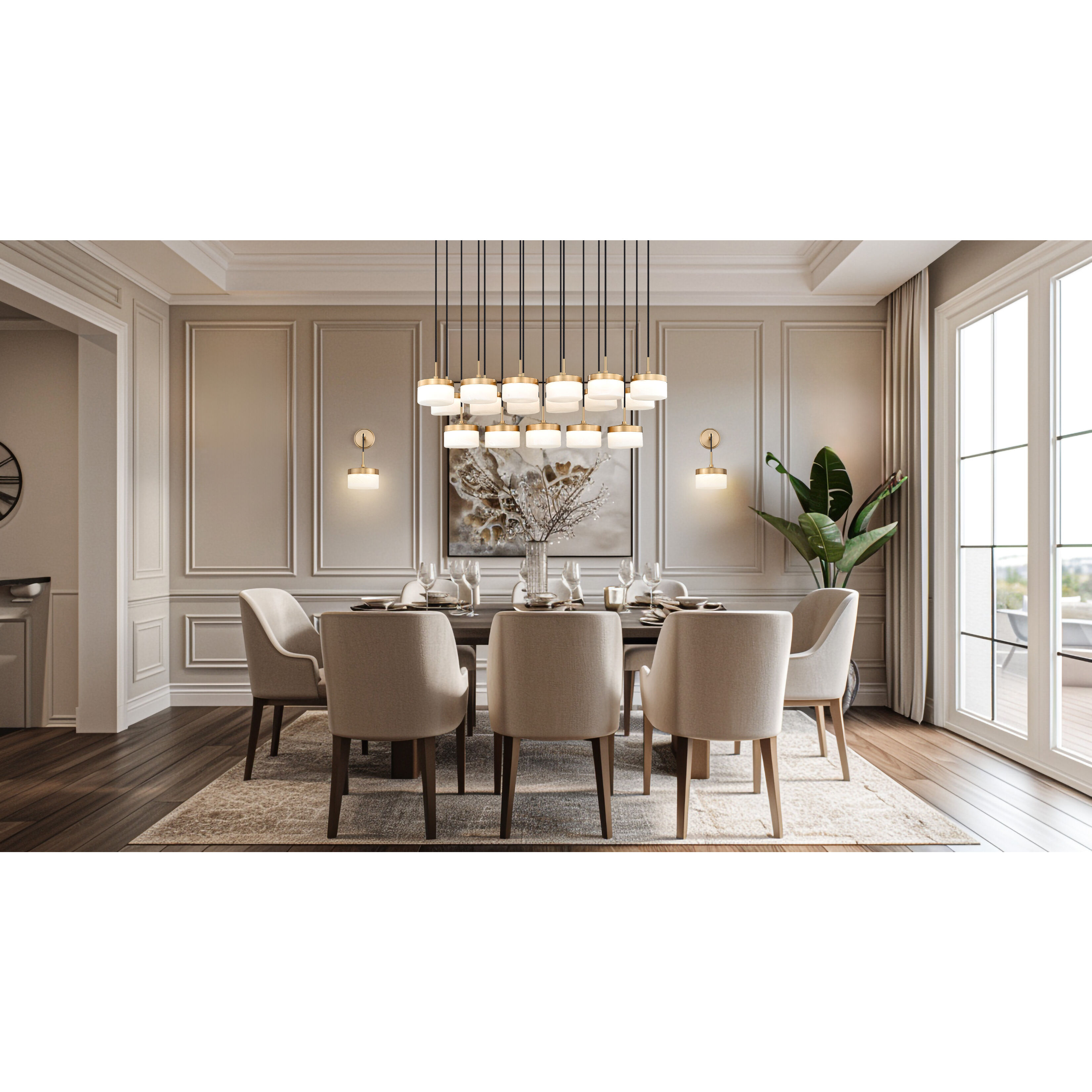 Renaud LED 46.75 inch Modern Gold Linear Chandelier Ceiling Light