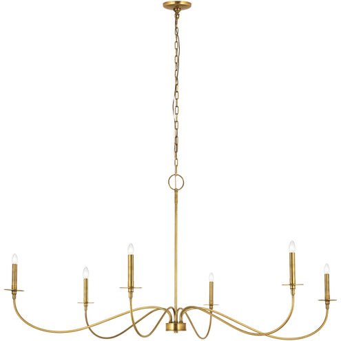 Arrington 6 Light 63 inch Rubbed Brass Chandelier Ceiling Light