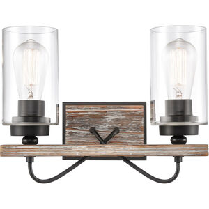 Paladin 2 Light 14 inch Matte Black Bath Vanity Light Wall Light in Clear Glass