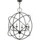 Aria 6 Light 28 inch Black with Brushed Nickel Finish Candles Pendant Chandelier Ceiling Light, Globe