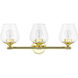 Willow 3 Light 23 inch Polished Brass Vanity Sconce Wall Light