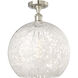 Edison White Mouchette 1 Light 13.75 inch Brushed Satin Nickel Semi-Flush Mount Ceiling Light