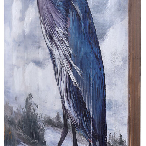 Ogling Egret Deep Blue-Grey-and White Multi-color-Painted Wall Art
