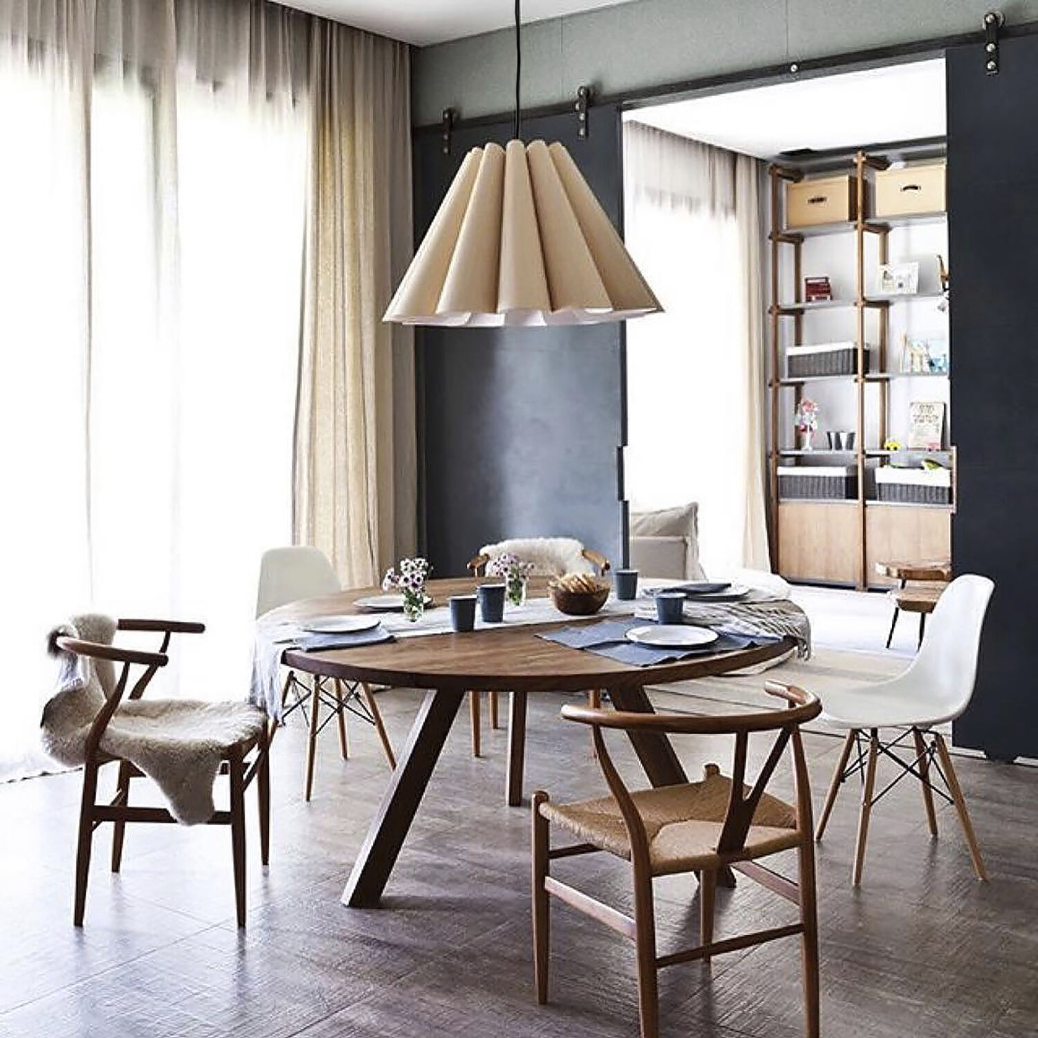 Lora 1 Light 22.8 inch Black Pendant Ceiling Light in Ash, 23 in, WEP Collection