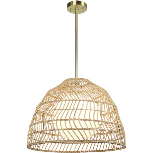 Palm LED 20 inch Natural and Plated Satin Brass Pendant Ceiling Light