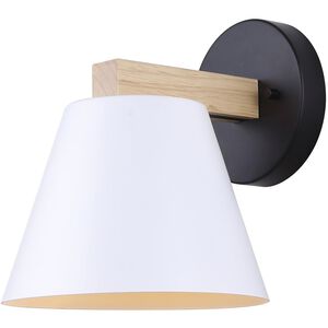 Harlyn 1 Light 9.13 inch Black/White/Wood Vanity Light Wall Light