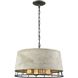 Brocca 4 Light 18 inch Concrete with Silverdust Iron Chandelier Ceiling Light