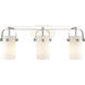 Pilaster II Cylinder 3 Light 24.88 inch Polished Nickel Bath Vanity Light Wall Light in Matte White Glass