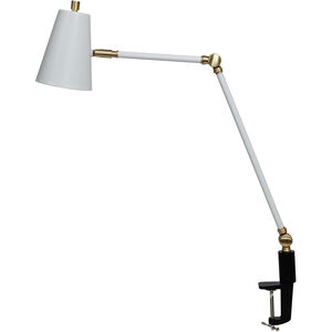 Aria 19 inch 6.20 watt White and Satin Brass Clip-On Table Lamp Portable Light