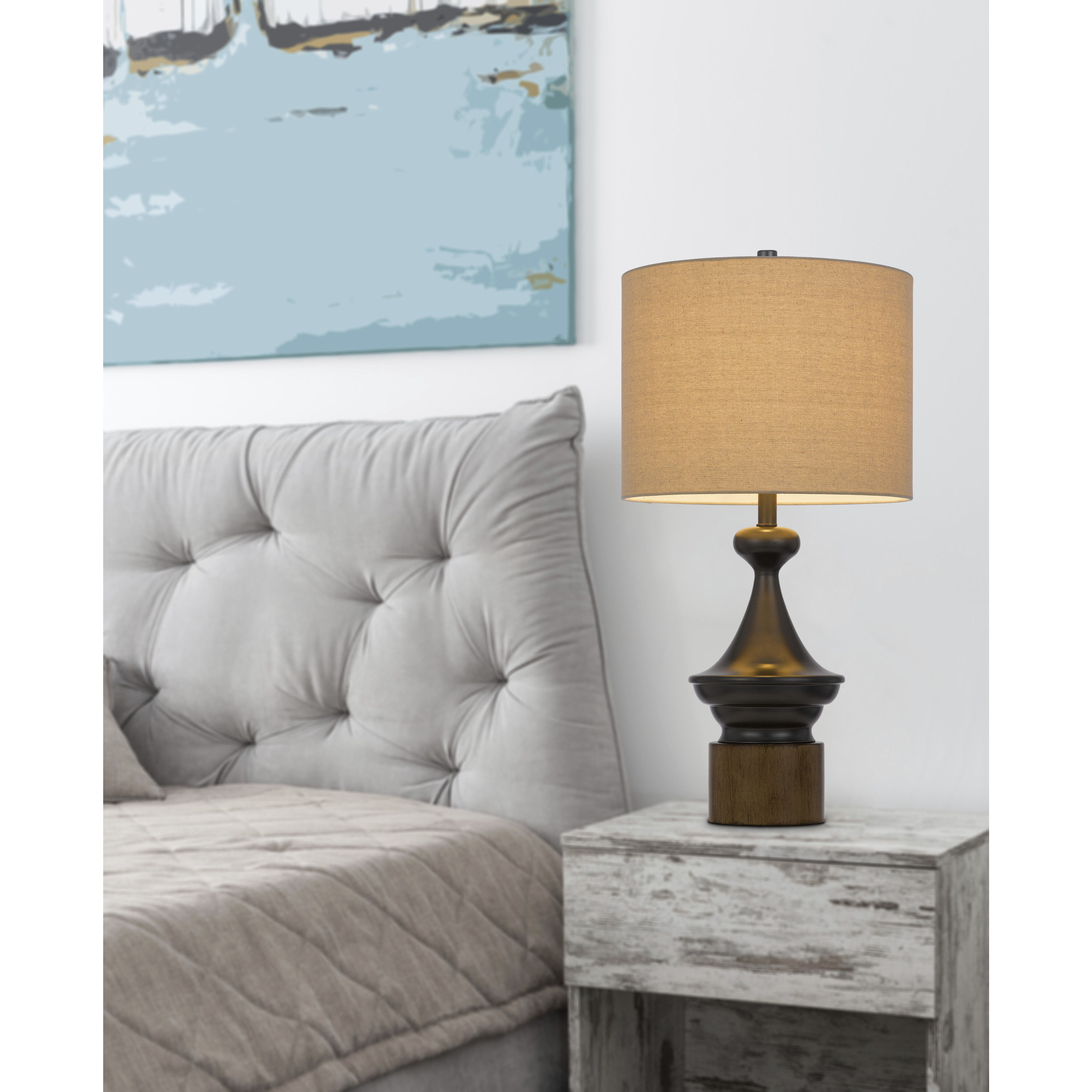 Sterling 30 inch 150.00 watt Black and Wood Table Lamp Portable Light