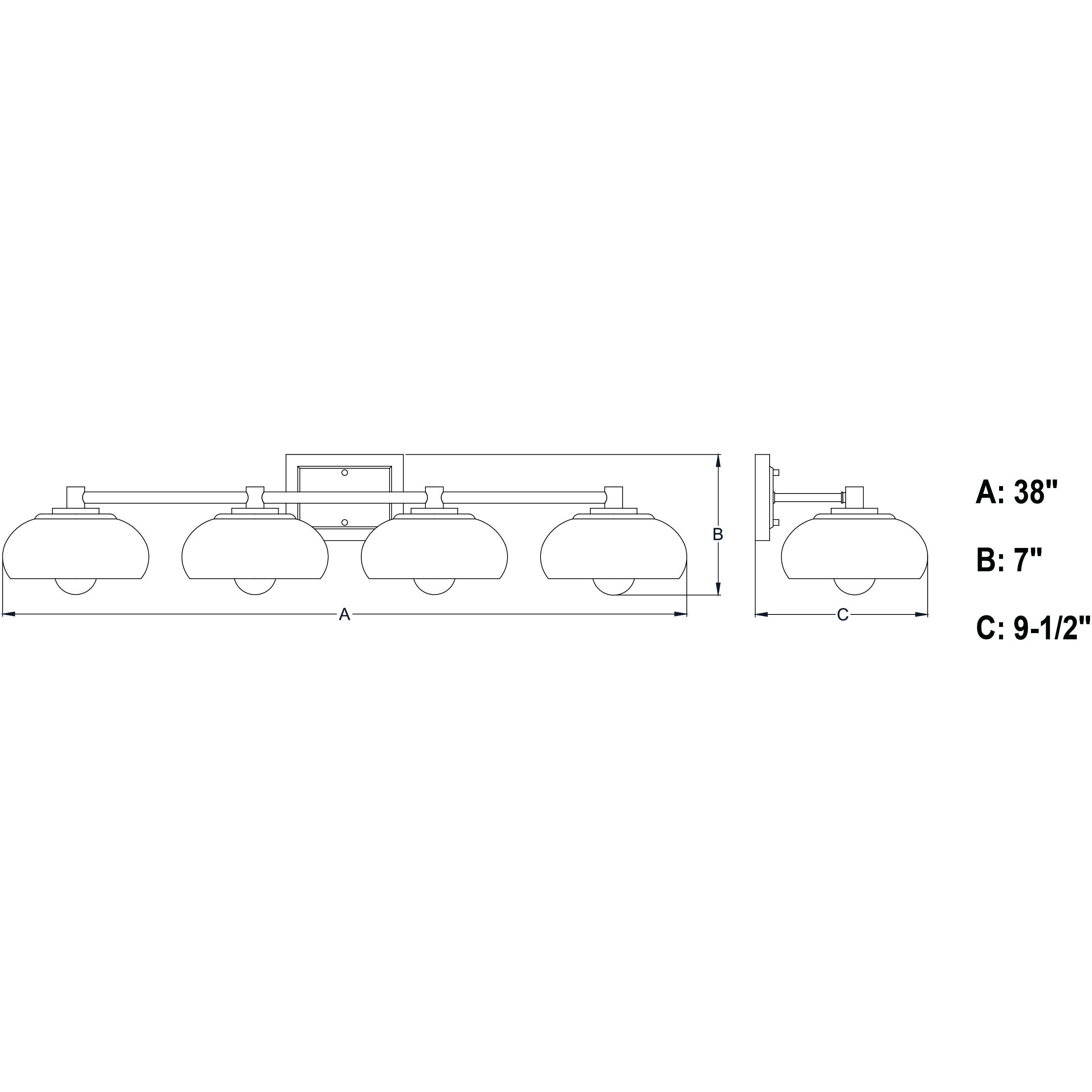 Belmont LED 38 inch Matte Black and Satin Brass Bathroom Light Wall Light in 4