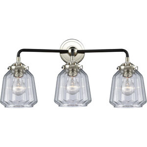 Nouveau Chatham LED 24 inch Black Polished Nickel Bath Vanity Light Wall Light in Clear Glass, Nouveau