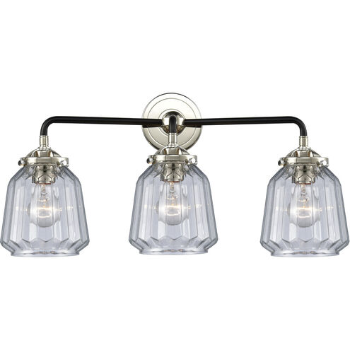 Nouveau Chatham LED 24 inch Black Polished Nickel Bath Vanity Light Wall Light in Clear Glass, Nouveau