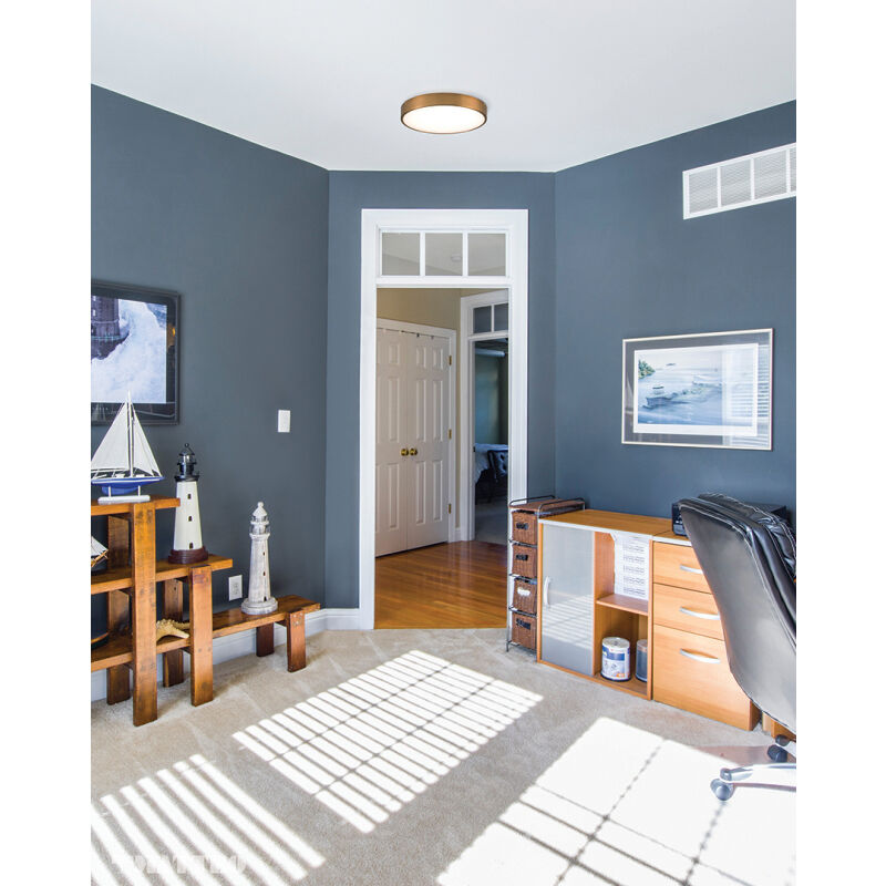 Plato LED 15 inch Aged Gold Brass Flush Mount Ceiling Light