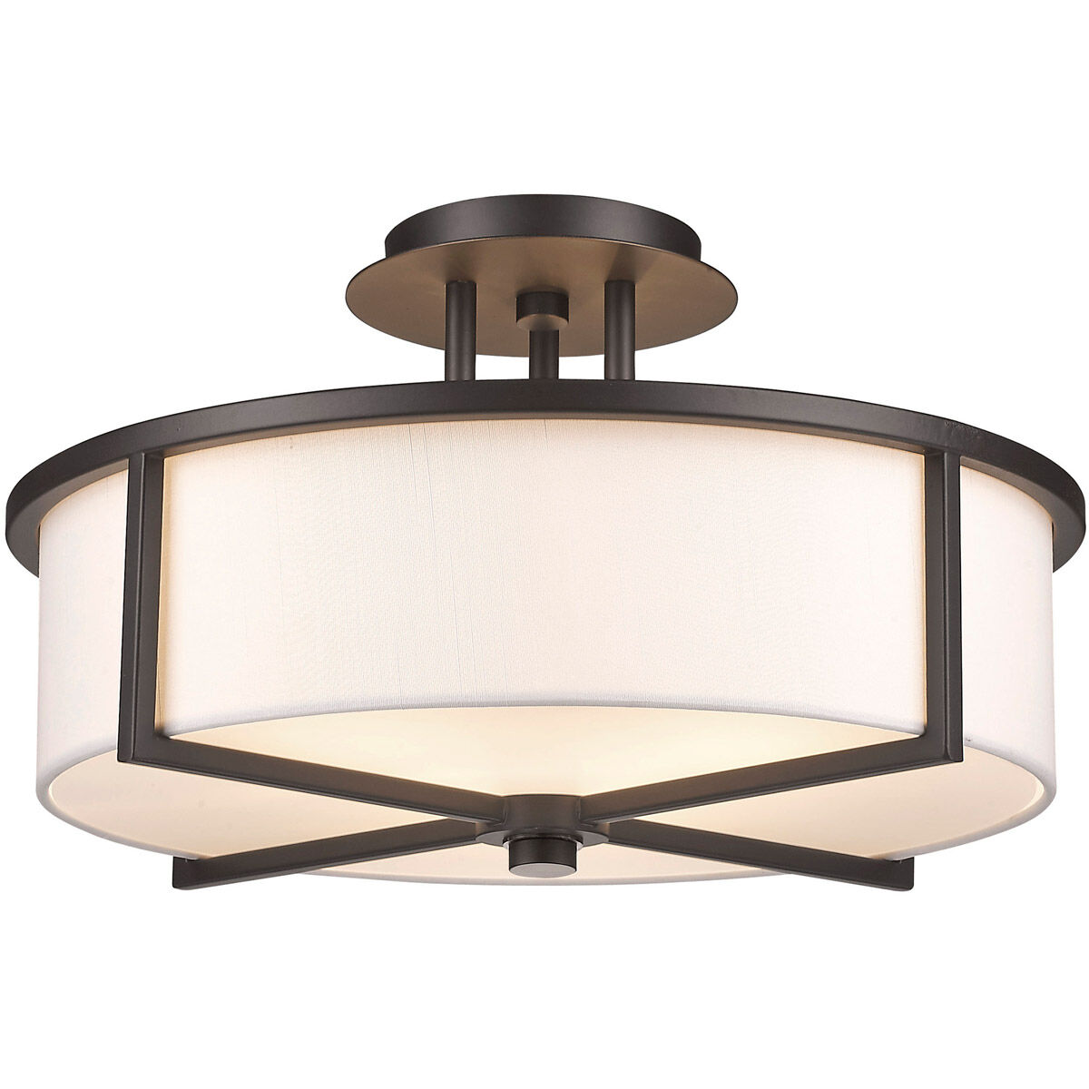 Wesley 3 Light 16 inch Bronze Semi-Flush Mount Ceiling Light