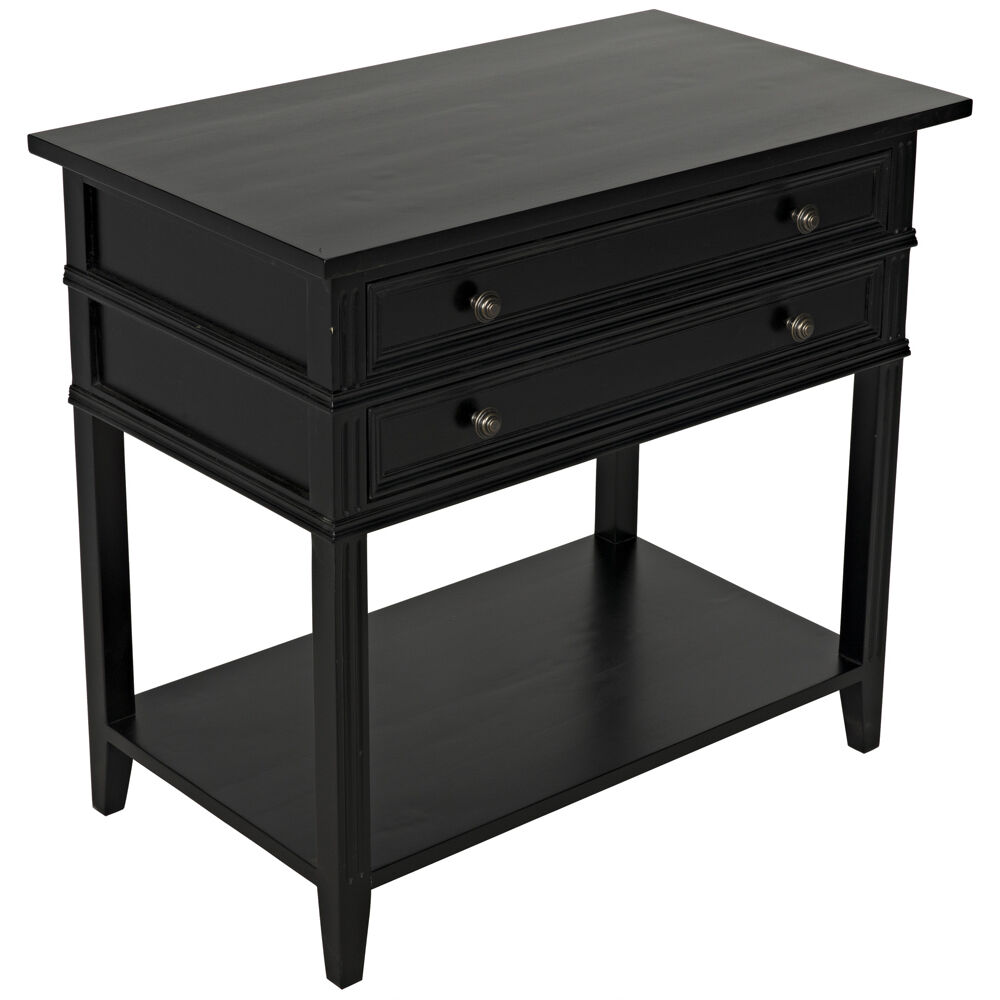 Colonial 35 X 32 inch Distressed Black Side Table, 2 Drawer