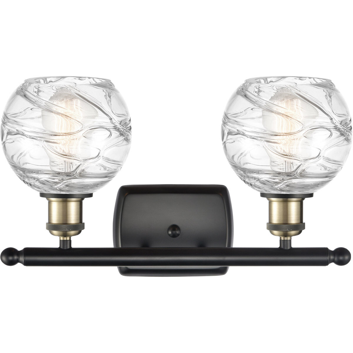 Ballston Small Deco Swirl 2 Light 16 inch Black Antique Brass Bath Vanity Light Wall Light, Ballston