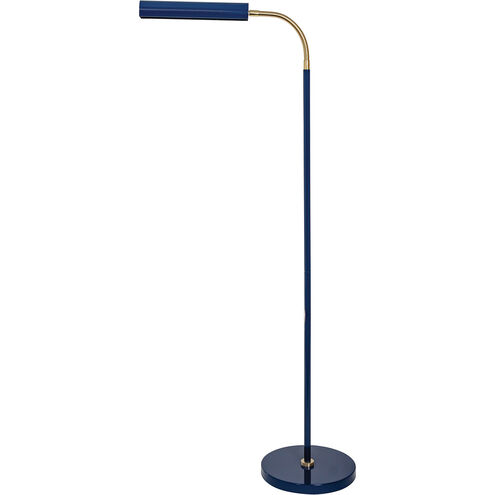 Fusion 52 inch 60.00 watt Navy Blue with Satin Brass Accents Task Floor Lamp Portable Light