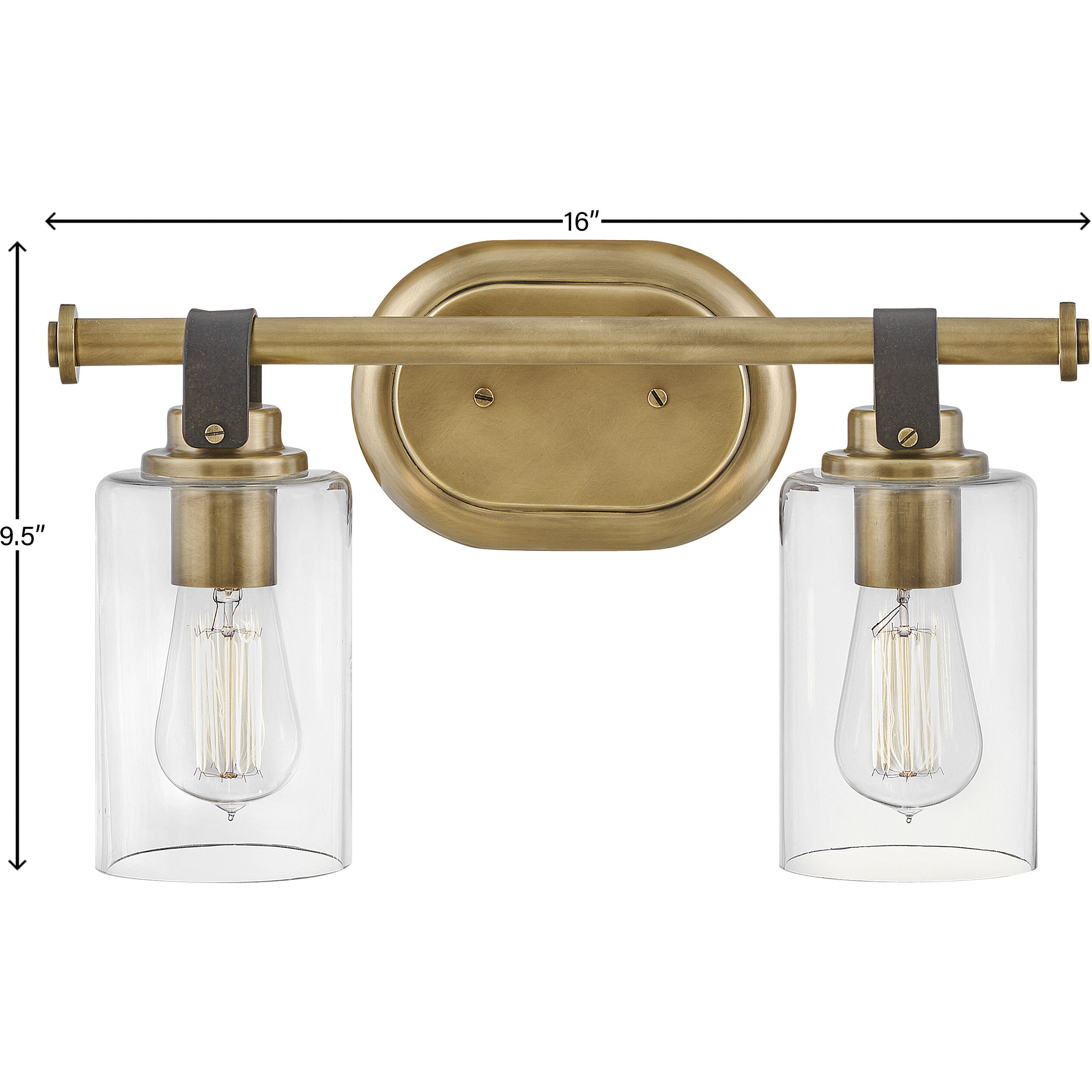 Halstead 2 Light 16 inch Heritage Brass Vanity Light Wall Light