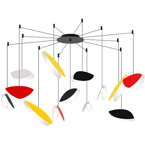 Papillons LED 30 inch Satin Black Pendant Ceiling Light in Red, Yellow