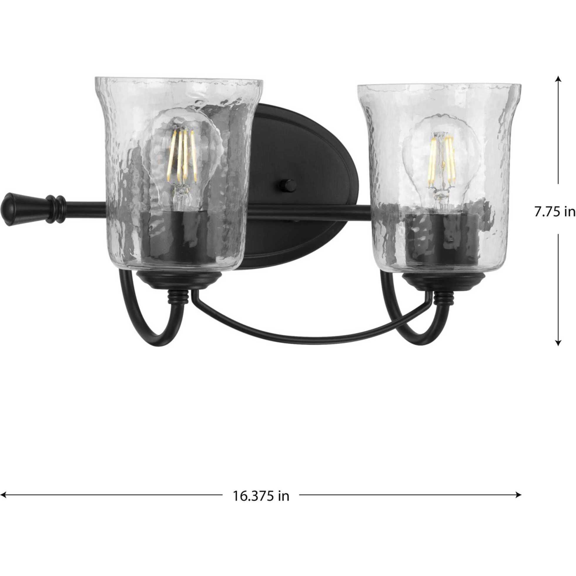 Bowman 2 Light 16 inch Matte Black Bath Vanity Wall Light