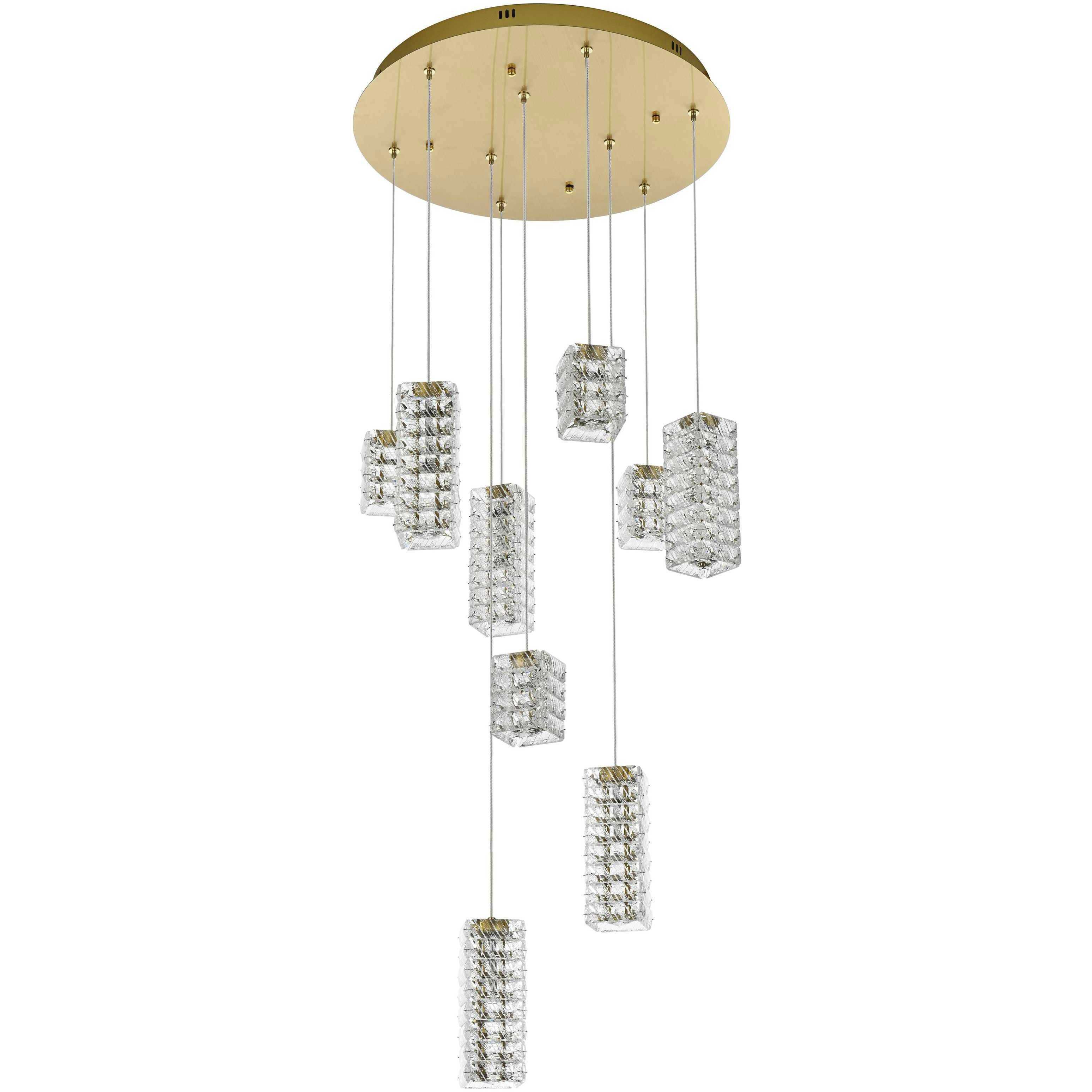 Aston 9 Light 24 inch Satin Gold Pendant Ceiling Light