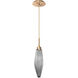 Rock Crystal LED 4.2 inch Novel Brass Pendant Ceiling Light in Chilled Smoke, 2700K LED