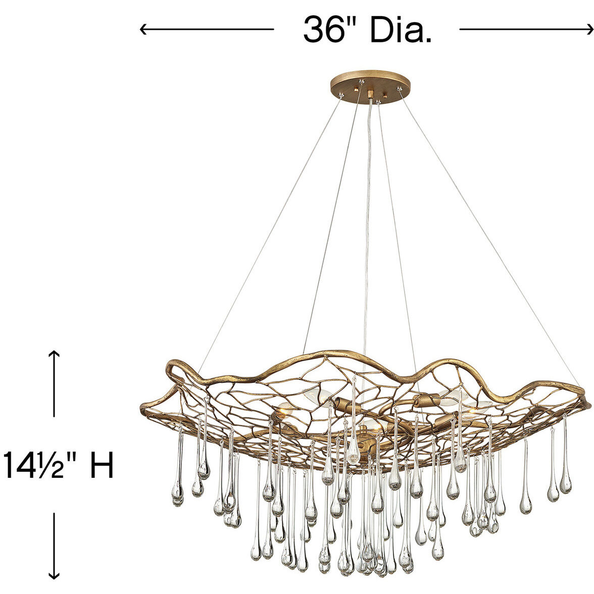 Lisa McDennon Laguna 6 Light 36 inch Burnished Gold Indoor Chandelier Ceiling Light